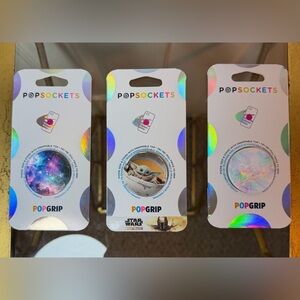Bundle of 3 PopSockets-Star Wars Grogu, Galaxy, & Marble